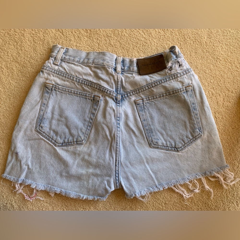 Vintage 90s Calvin Klein Distressed Denim Short Cut Offs Light Wash Sz 26